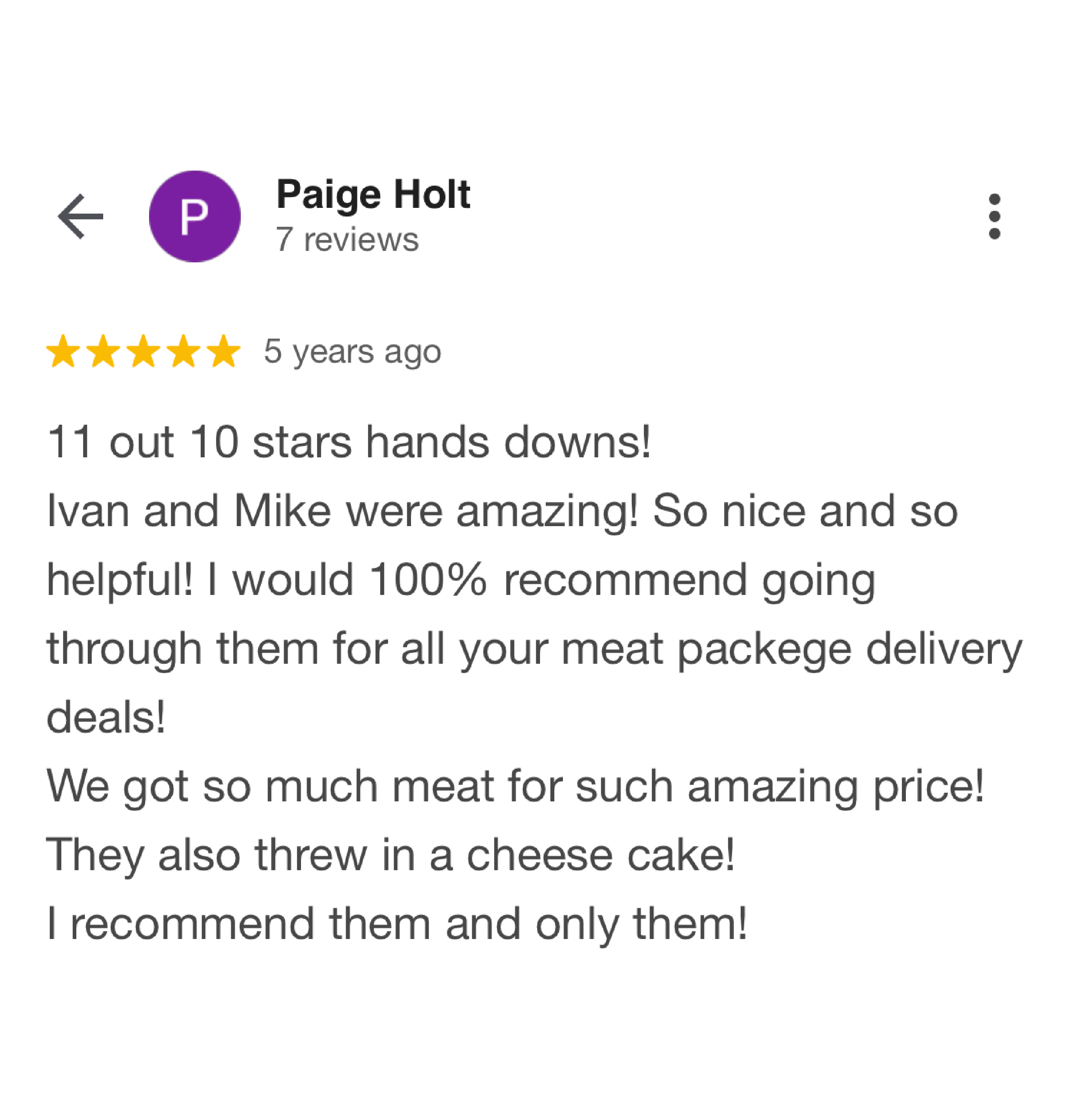 Testimonial of Paige
